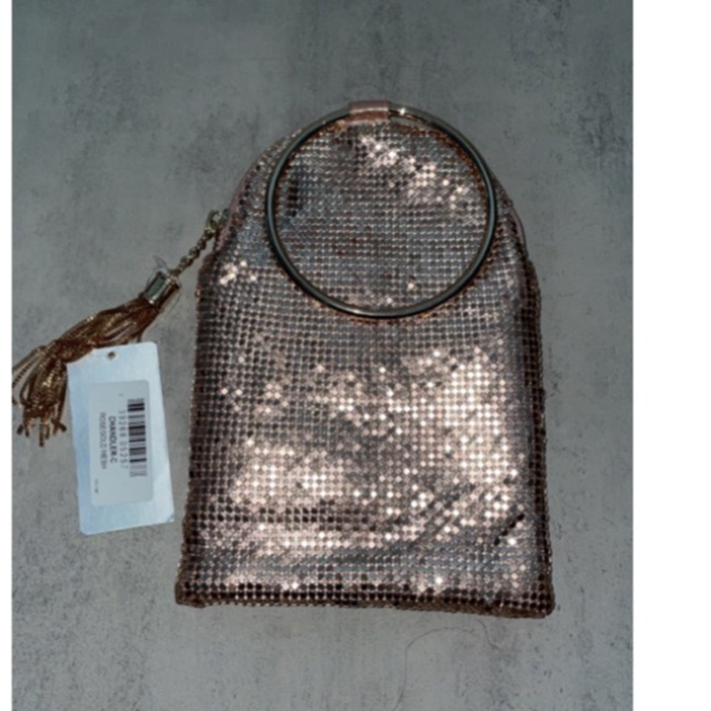 NWT Nina Chandler Rose Gold Mesh Metallic Clutch - Picture 6 of 8